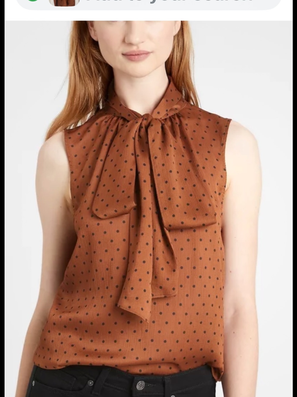 Banana Republic Brown Polka Dot Tie-Neck Sleeveless Top
